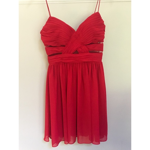 Red Dress w/ Mesh Inserts - Picture 2 of 4